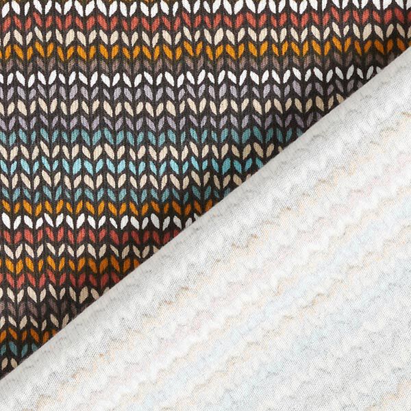 Baumwolljersey Strickmuster – schwarz | Reststück 50cm