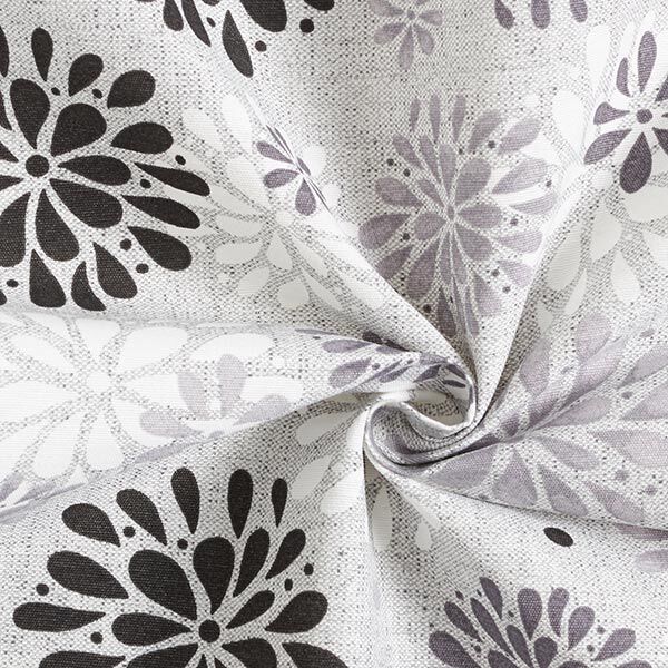 Dekostoff Canvas Blumen – grau/weiss, image number 3