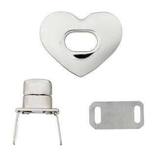 Taschenverschluss Herz  – silber metallic, 