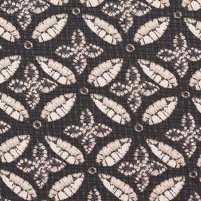 Crêpe Chiffon Blätterdruck – schwarz/beige, 