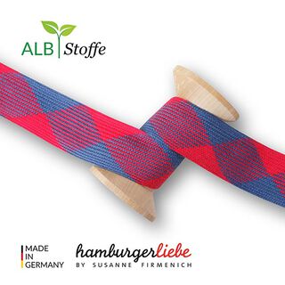 GOTS Bio Flechtkordel TWIST ME Flat [24 mm] | Albstoffe – signalrot/marineblau, 