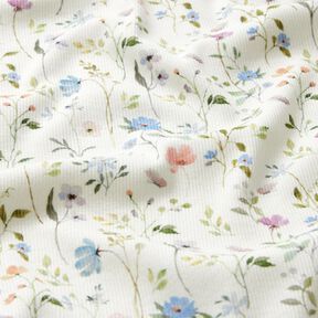 Rippenjersey Aquarell Blumenwiese – elfenbein, 