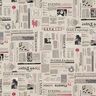 Dekostoff Halbpanama internationale Zeitung – natur/schwarz,  thumbnail number 1