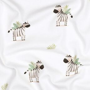 GOTS Baumwolljersey Zebras in der Steppe Digitaldruck | Poppy Fabrics – weiss/schwarz, 