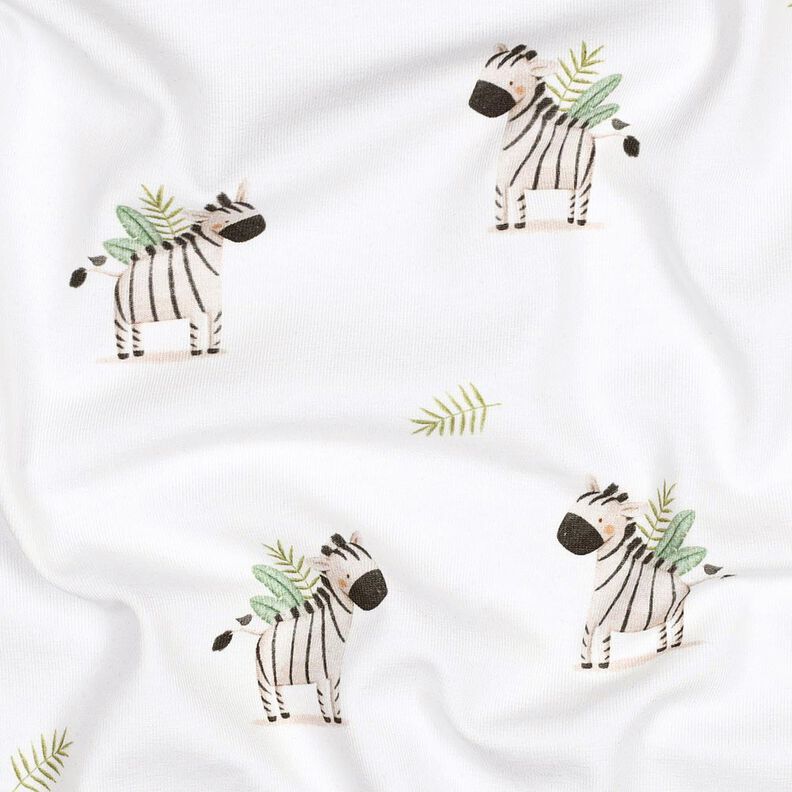 GOTS Baumwolljersey Zebras in der Steppe Digitaldruck | Poppy Fabrics – weiss/schwarz, image number 2