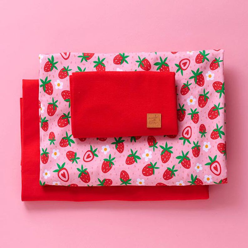 Stoffpaket Jersey süße Erdbeeren | PETIT CITRON – rosa,  image number 1