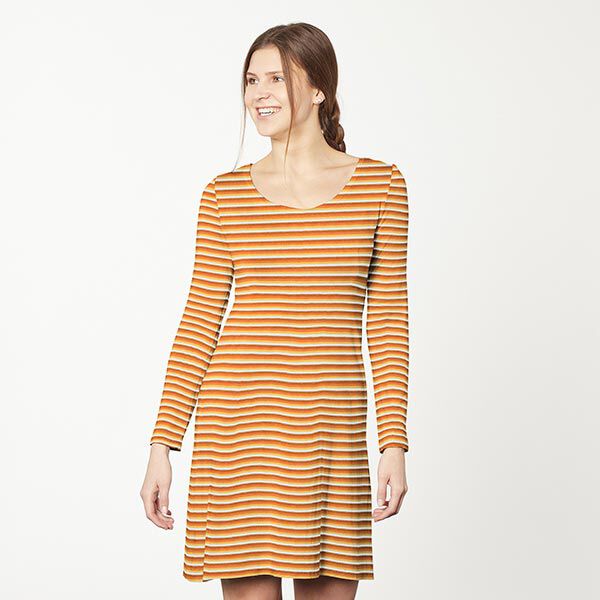 Baumwolljersey Querstreifen – weiss/orange, image number 5