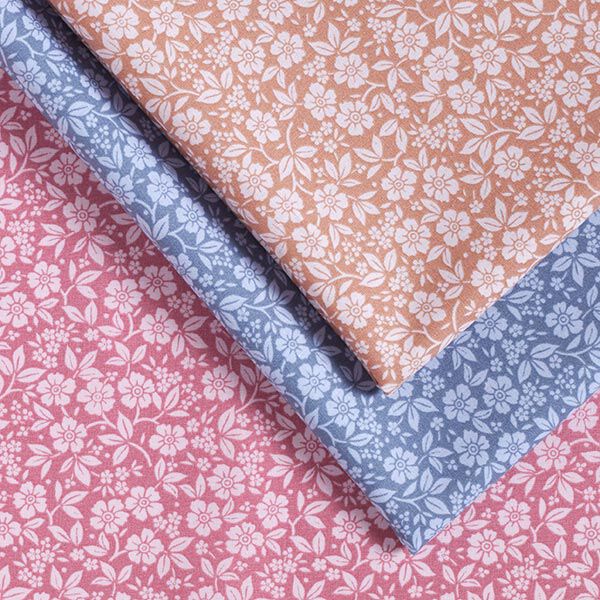 Baumwollpopeline Bi-Color-Blumen – jeansblau/hellblau, image number 6