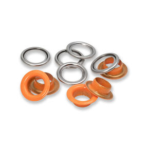 Ösen mit Scheiben [20 Stück | Ø 11 mm] | Prym – orange/silber metallic, 