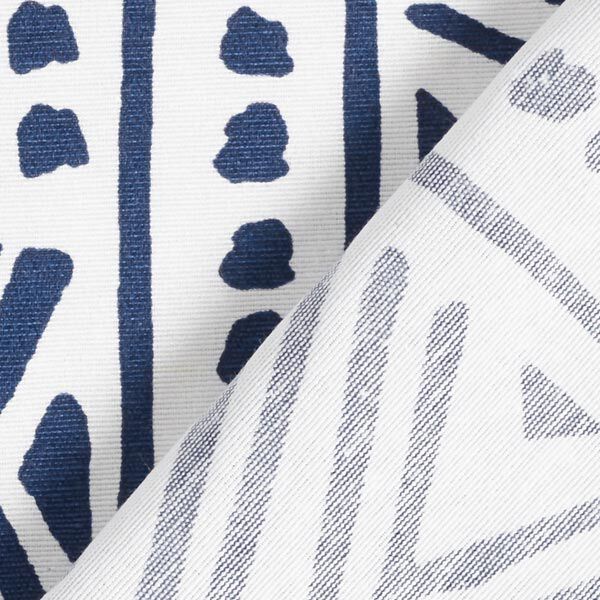 Dekostoff Canvas Ethno – marineblau/weiss | Reststück 50cm