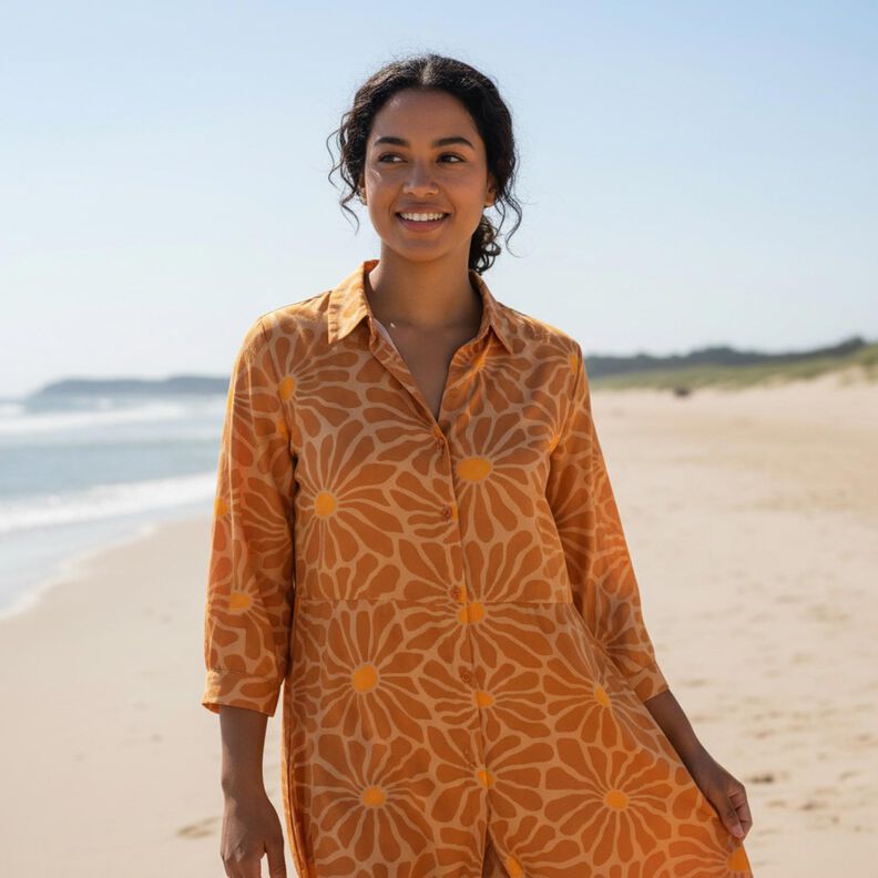 Viskose Popeline Blumen &ndash; zimt/karamell,  image number 5