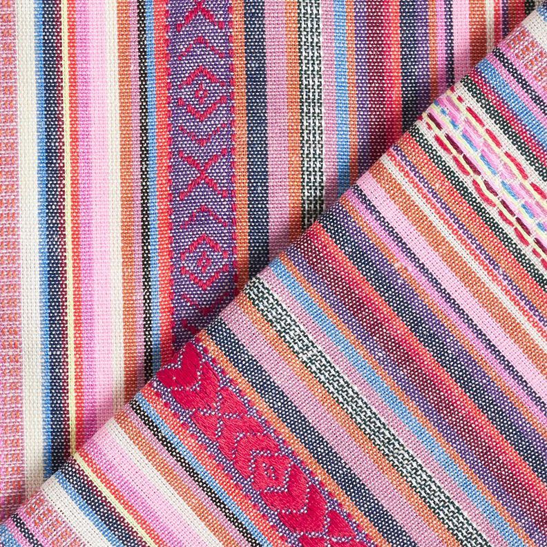 Dekostoff Jacquard Pastell-Streifen – rosa/lila,  image number 4