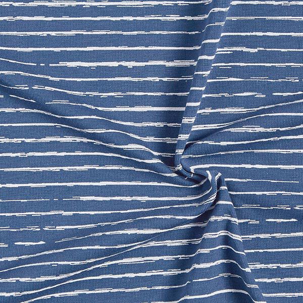 Baumwolljersey Skribbel-Streifen – jeansblau