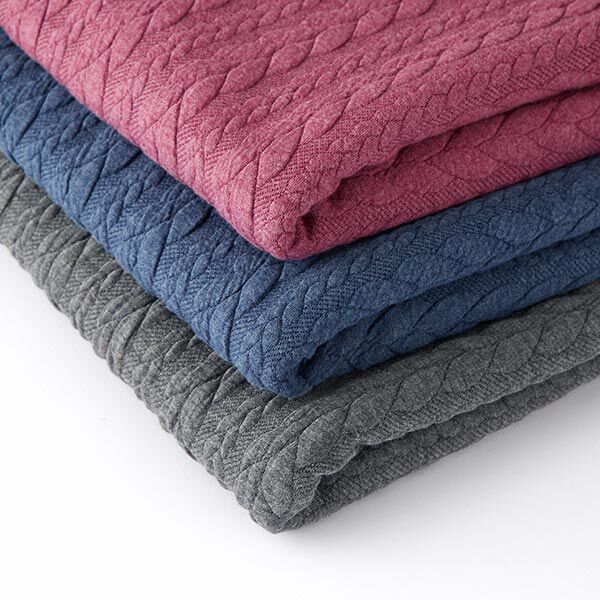 Jerseyjacquard Cloqué Zopfmuster – himbeerrot | Reststück 70cm