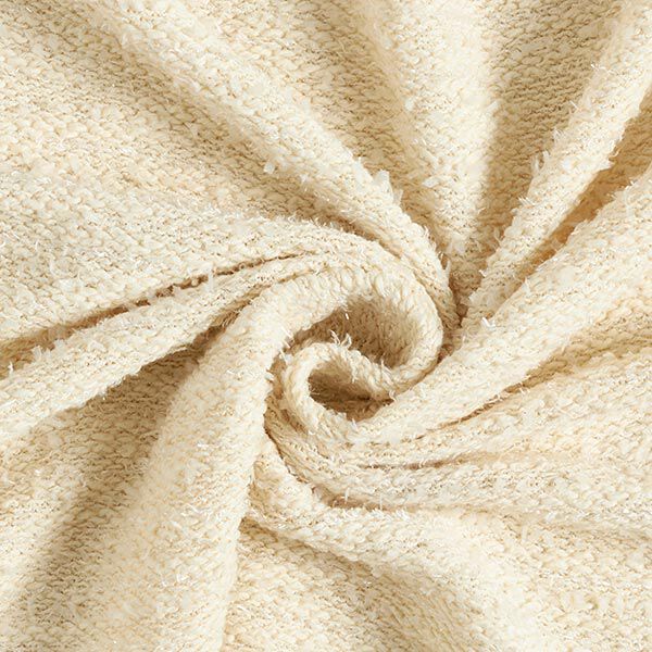Baumwolle Feinstrick Glitzereffekt – wollweiss | Reststück 50cm
