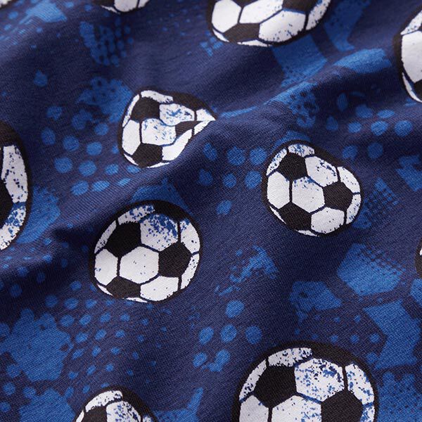 Baumwolljersey Fußball – marineblau | Reststück 100cm