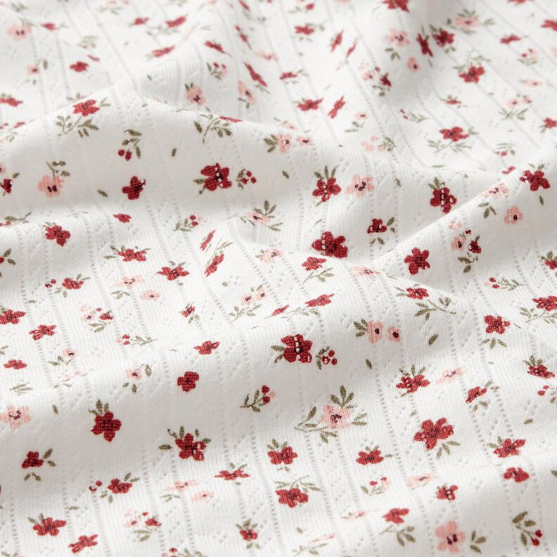 Ajour Baumwolljersey kleine Blümchen – elfenbein,  image number 2