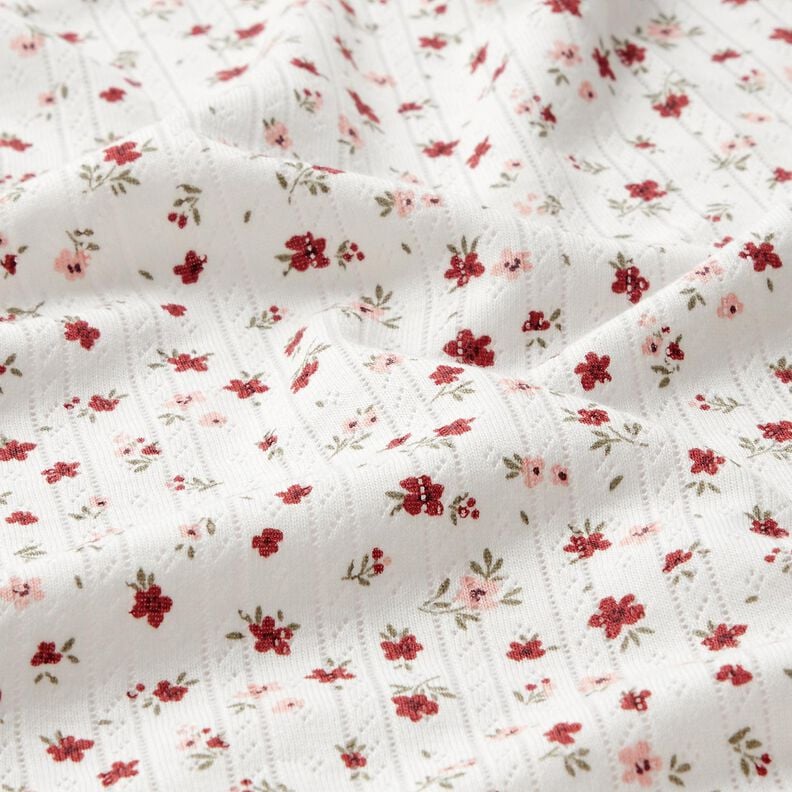 Ajour Baumwolljersey kleine Blümchen – elfenbein, image number 2
