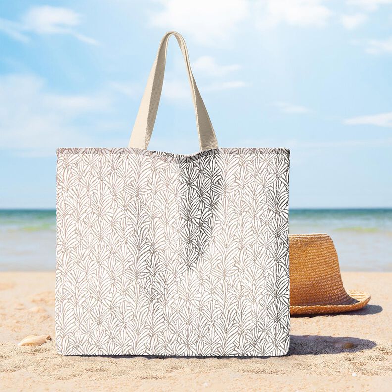 Beschichtete Baumwolle abstrakte Palmwedel &ndash; taupe/elfenbein,  image number 5