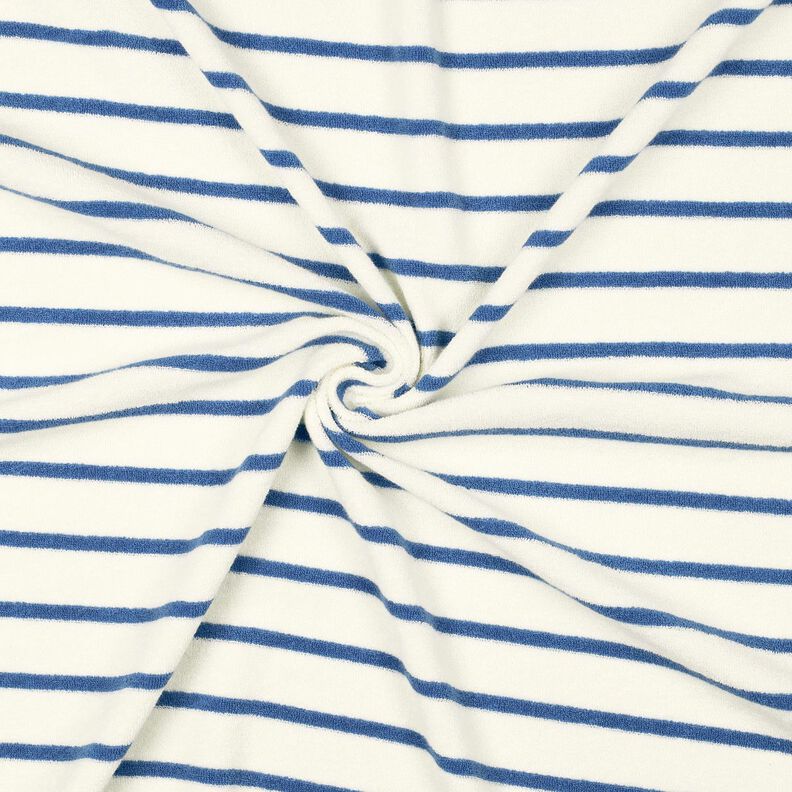 Frotteejersey Streifen – elfenbein/brilliantblau,  image number 3
