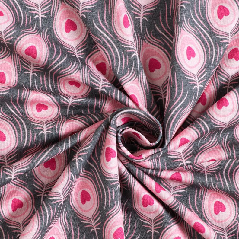 Baumwolljersey Pavo | Stoff&Liebe – schiefergrau/intensiv pink,  image number 3