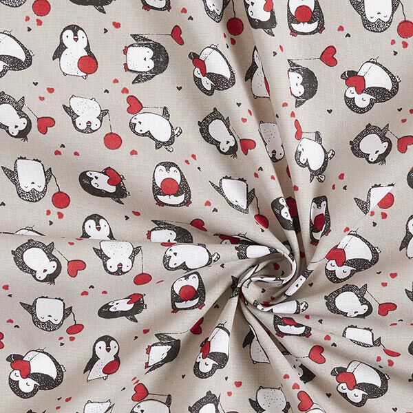 Popeline Pinguine und Herzen – sand, image number 3
