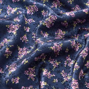 Stretch Satin Jacquard Blumensträuße – marineblau, 