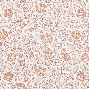 Baumwollstoff Cretonne zartes Blumenmuster – weiss/zimt, 