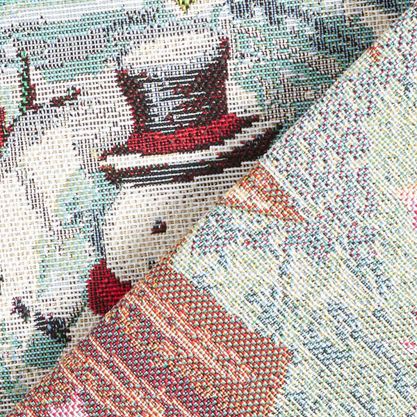 Dekostück Gobelin Schneemann in Schneekugel – karminrot,  image number 4