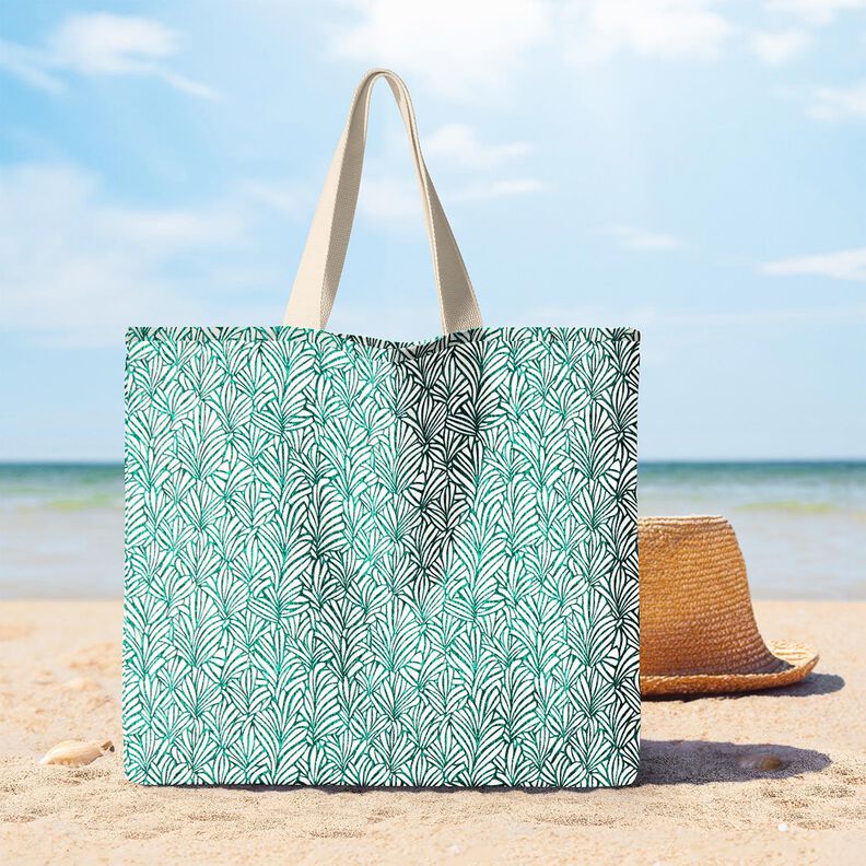 Beschichtete Baumwolle abstrakte Palmwedel &ndash; pfefferminz/elfenbein,  image number 5