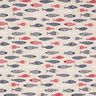 Dekostoff Halbpanama abstrakter Fischschwarm – beere/natur,  thumbnail number 1