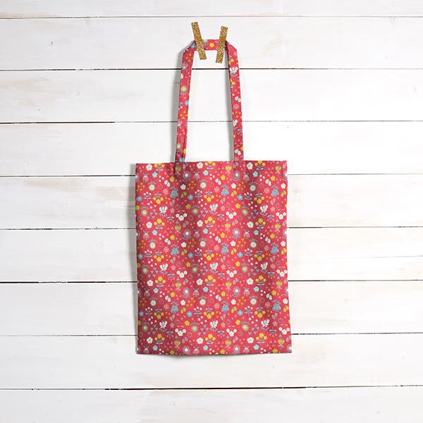 Baumwollstoff Cretonne Blumen – rot
