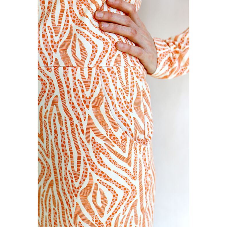 GOTS French Terry Sommersweat Zebra | Tula – hellbeige/orange,  image number 12