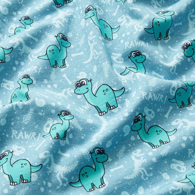 Baumwolljersey Dinosaurier und Fossilien | Glitzerpüppi – hellblau/pfefferminz,  image number 2