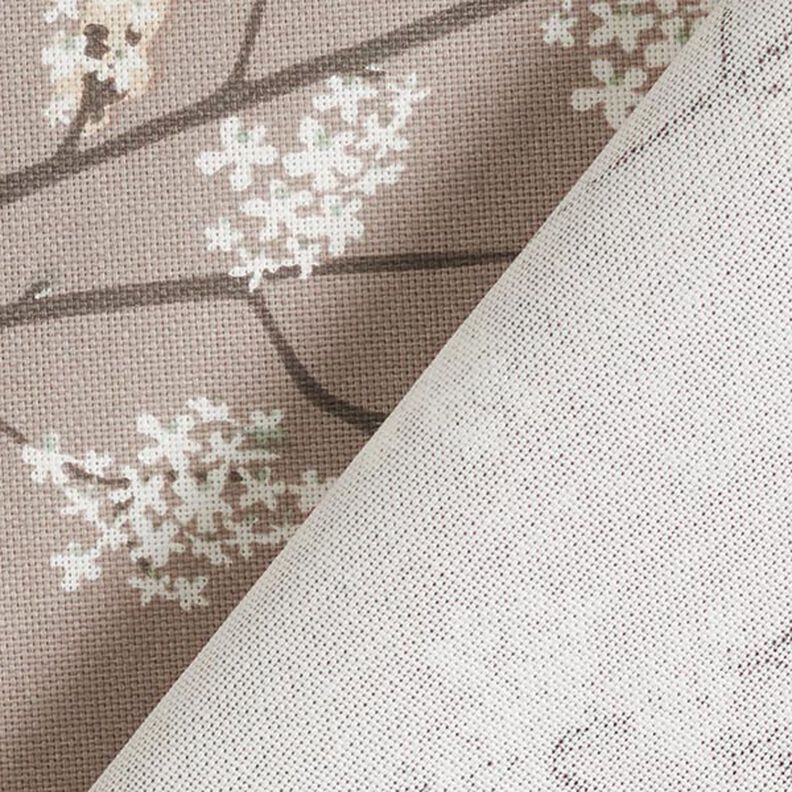 Dekostoff Halbpanama blühende Zweige – taupe, image number 4