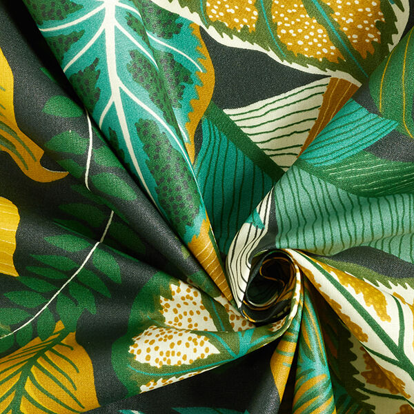 Beschichtete Baumwolle Monstera-Blätter – dunkelgrün, image number 4
