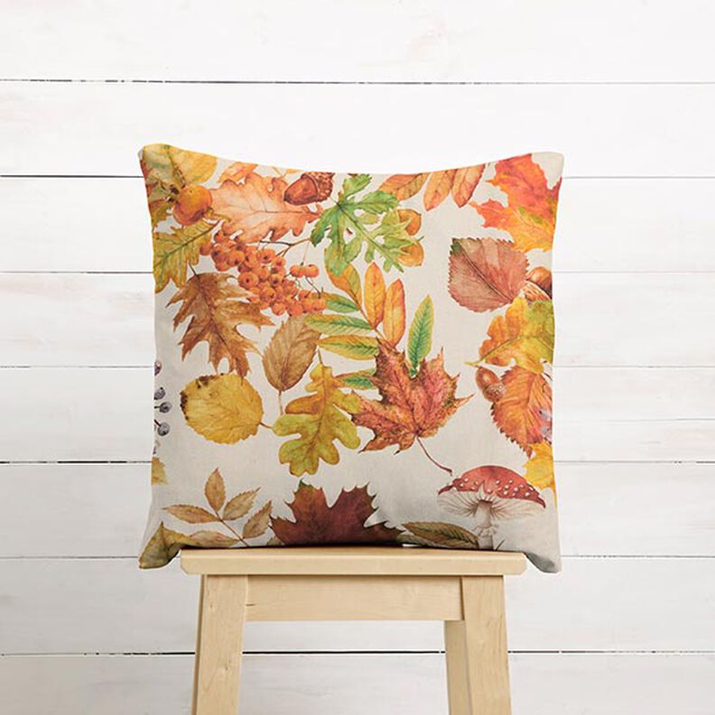 Dekostoff Halbpanama Herbstlaub recycelt – natur, image number 8