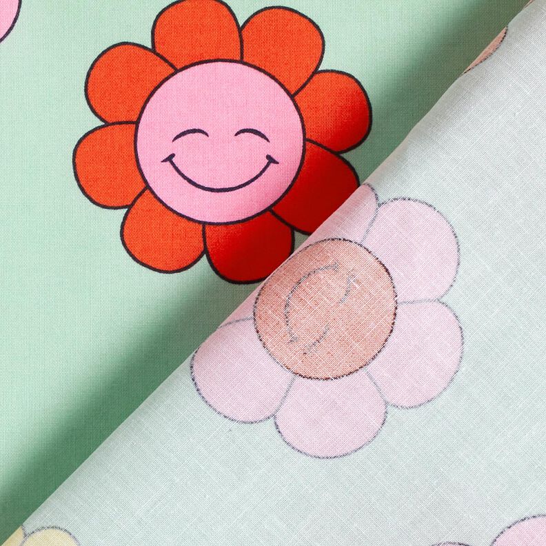 Beschichtete Baumwolle fröhliche Blumen | Poppy Fabrics – mint/zitronengelb,  image number 5