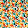 Viskose-Leinen-Mix stilisierte Blumen – wollweiss/orange,  thumbnail number 1