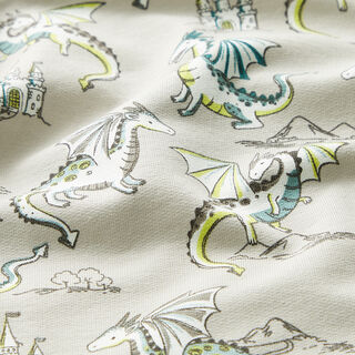 French Terry Sommersweat süsse Drachen – hellgrau, 