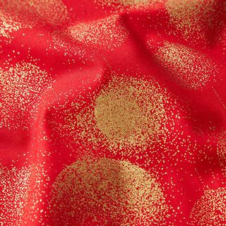 Baumwollstoff Popeline Weihnachtskugeln Goldstaub – chili/gold, 