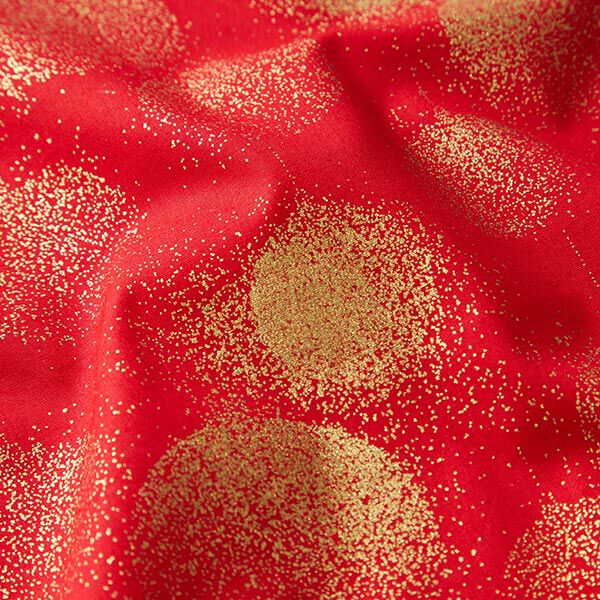 Baumwollstoff Popeline Weihnachtskugeln Goldstaub – signalrot/gold, image number 2
