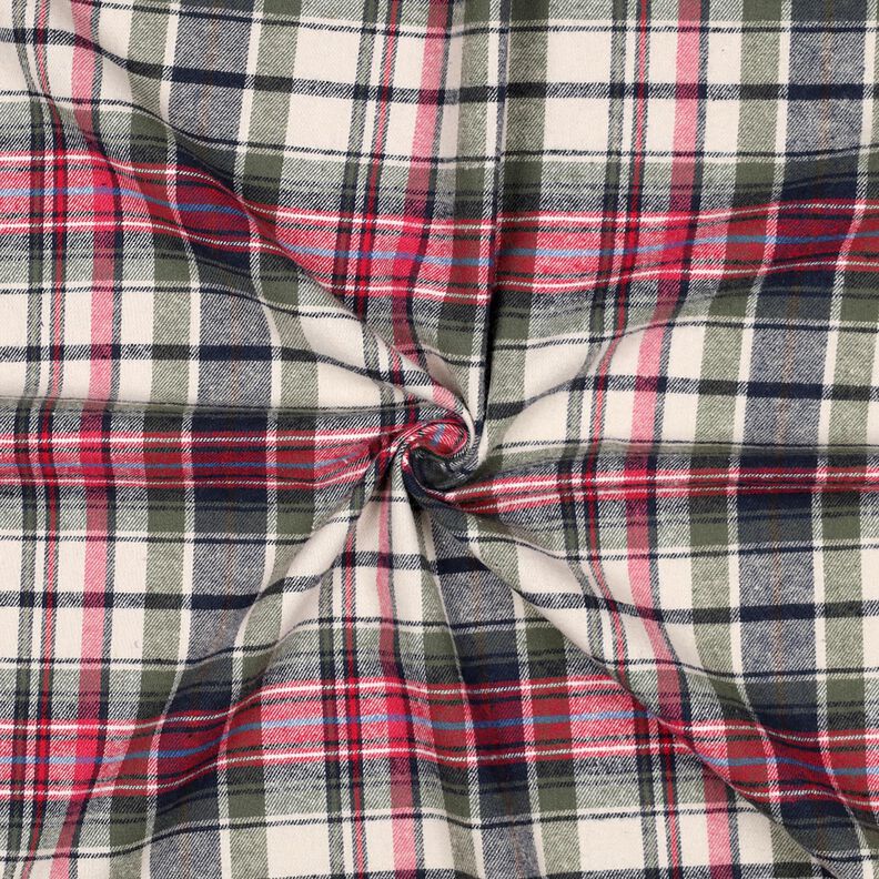 Baumwollflanell Karo | Poppy Fabrics – oliv/rot,  image number 3