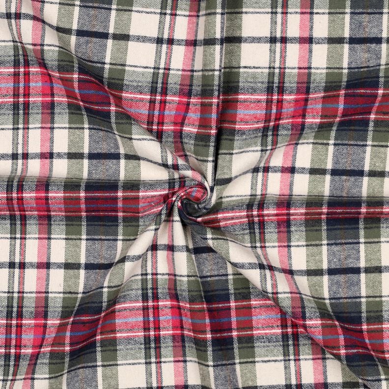 Baumwollflanell Karo | Poppy Fabrics – oliv/rot, image number 3