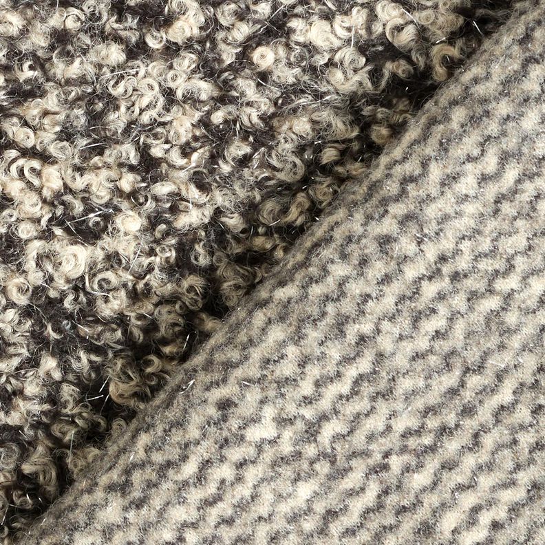 Strick-Bouclé Glitzerfäden Melange – cashew/schwarz,  image number 4