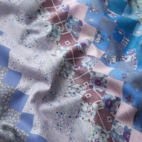 GOTS Baumwollbatist Mustermix Farbverlauf | TCC x LOOKS by Wolfgang Joop – blau/dunkelbraun, 