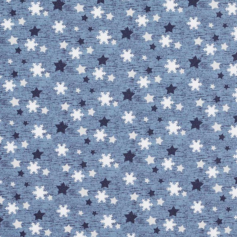 Sweatshirt angeraut Schneeflocken und Sterne Digitaldruck – blaugrau,  image number 1