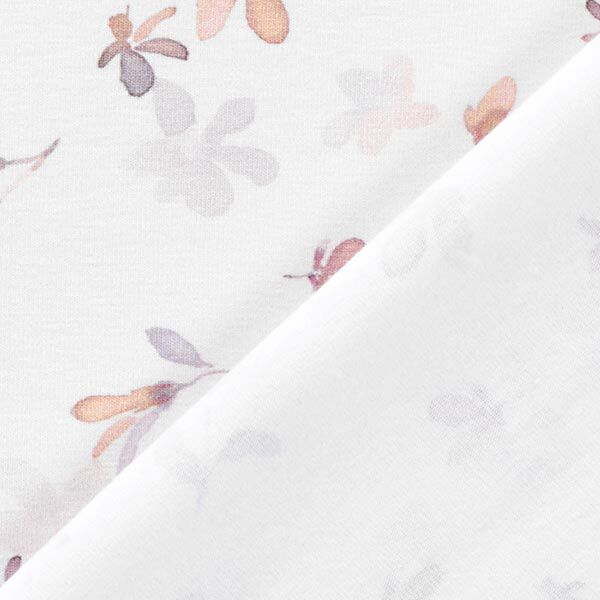GOTS Baumwolljersey Aquarell-Blümchen – nebelgrau/roségold, image number 4