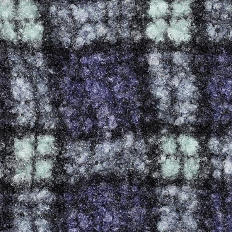 Strick-Bouclé Karo – lila/hellmint, image number 2