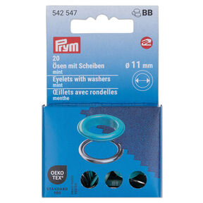 Ösen mit Scheiben [20 Stück | Ø 11 mm] | Prym – mint/silber metallic, 
